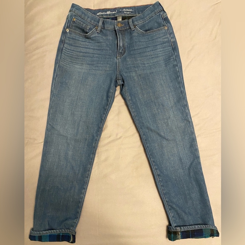 Eddie Bauer fleece lined jeans, size 6, EUC